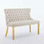 Banc en velours pour causeuse double, sièges de cuisine et de salle à manger, banc capitonné à 2 places avec boutons faits à la main, dossier à oreilles, pieds en acier plaqué or, beige-122968090-123030177