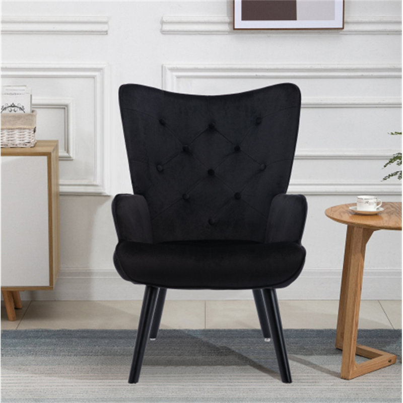 Gittle Velvet Accent Chair, Black 