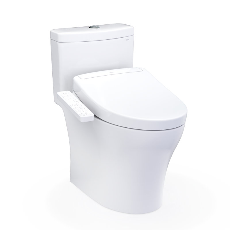 TOTO® WASHLET®+ Aquia IV® Cube Two-Piece Elongated Dual Flush 1.28 and 0.9 GPF Toilet with S2 Bidet Seat, Cotton White - MW4363346CEMFGN#01