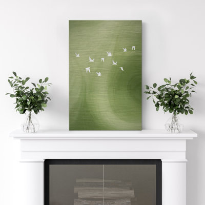 «Green Gradient Birds», reproduction d'art sur toile - Décor contemporain pour salon