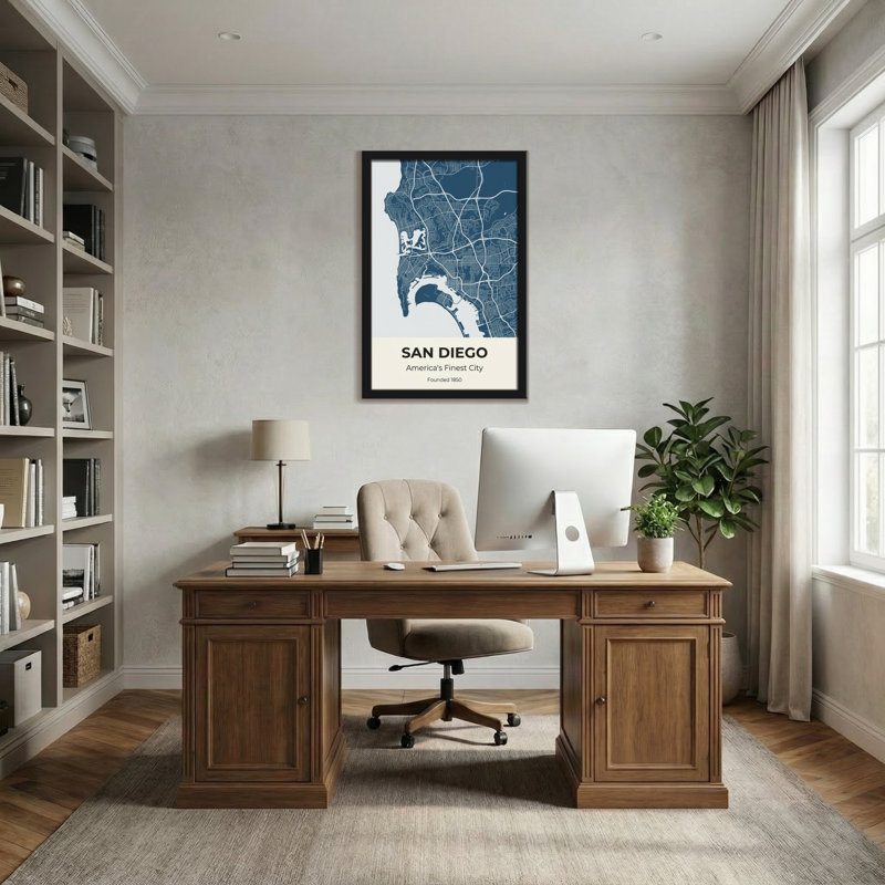«Scenic & Cityscapes San Diego City Map», reproduction d'art, H 18 po x l 12 po