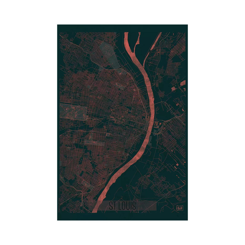St. Louis Infrared Urban Blueprint Map 1 Piece Wrapped Canvas Wall Art, 66.04 cm H x 45.72 cm W x 3.175 cm D