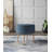Bailey Mid-Century Modern Woven Polyester Blend Upholstered Wood Ottoman in Blue with Gold Legs-873556233-873556228