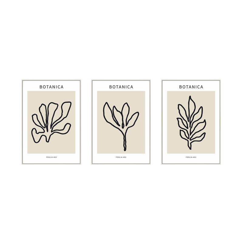 Foglio Botanica, 10" H x 21" W x 1.25" D, White Framed Canvas