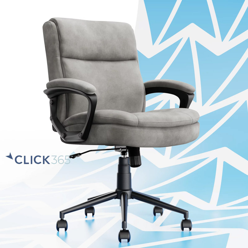 Light Gray Fabric Ergonomic Swivel Office Chair with Armrests