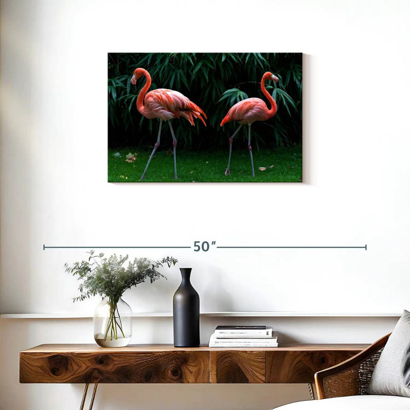 Two Sassy Flamingos, 20" H x 30" W