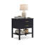 Table de chevet 2 tiroirs Elora, table de chevet avec tiroirs de rangement, table de chevet pour chambre à coucher, table de bout ou table d'appoint pour le salon, P 15,5 po x l 23,6 po x H 24,2 po, noir-2117112941