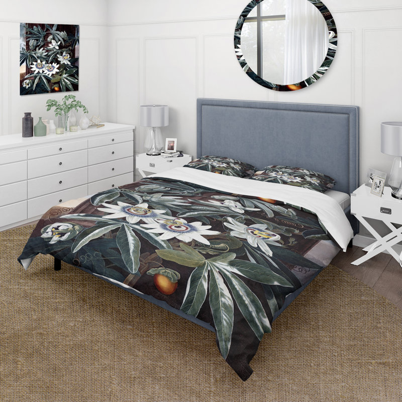 Fleurs rétro I - ensemble de housse de couette traditionnel - microfibre de polyester