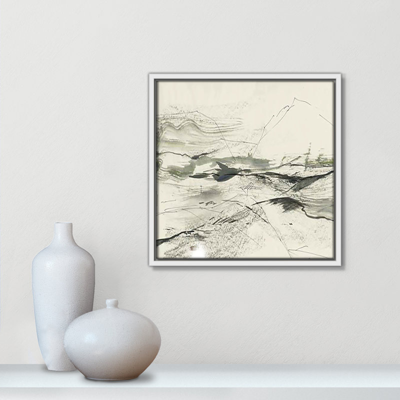 " Green Sketches " by PI Studio, H 13,5 po x l 13,5 po x P 2 po, Cadre flottant blanc