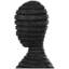 Grande sculpture en polystone noire avec silhouette nervurée et corps scintillant-667681140