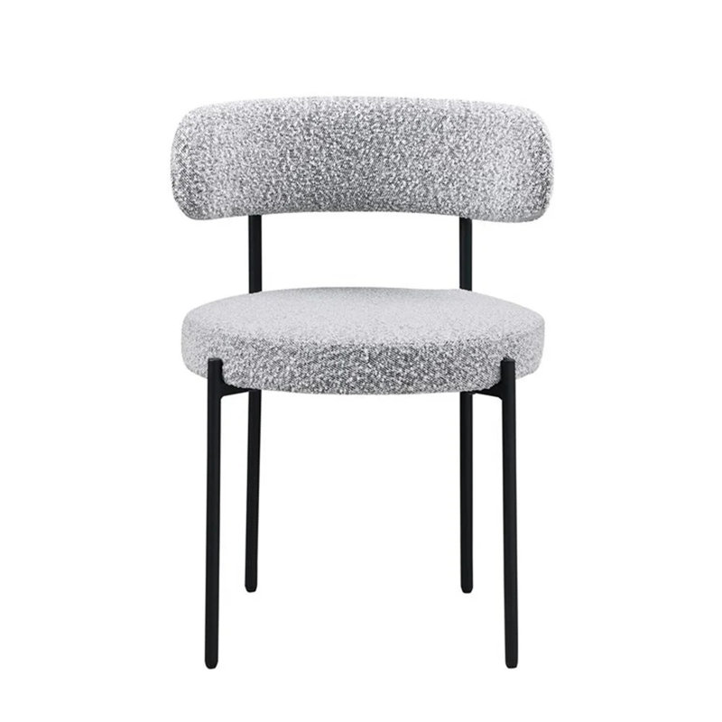 Ensemble de 2 chaises de salle à manger contemporaines rembourrées en tissu avec structure en métal Boucle, Gris