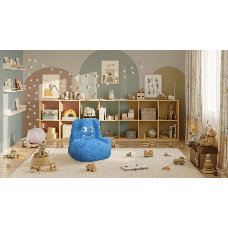 Fauteuil pour enfant Milo en mousse, fauteuil lounge rembourré en mousse moelleuse pour salle de jeux ou chambre, bleu, Bleu