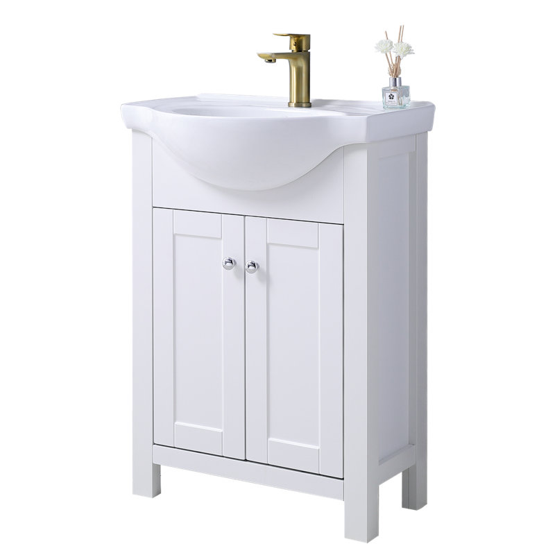 24'' Bule Modern Free-Standing Single Bathroom Vanity Set, White