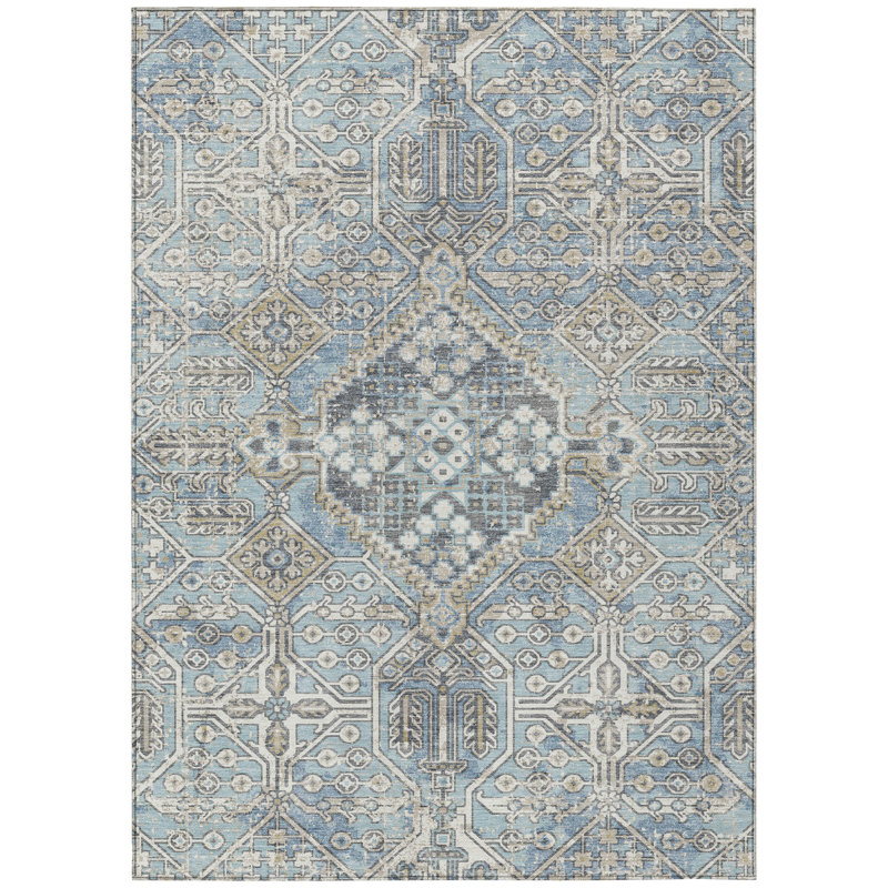 Machine Washable Indoor/Outdoor Huseby ACN2197 Global Rug, Rectangle 10' x 14'