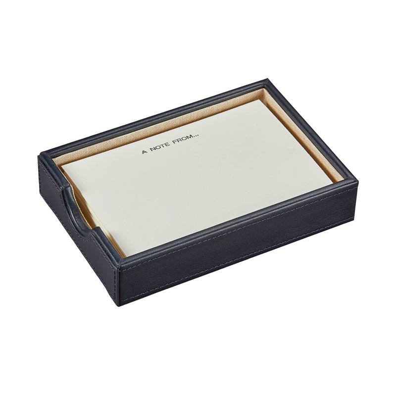 Leather Memo Tray, Navy