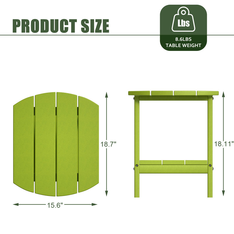 Patio Adirondack Side Table, Outdoor End Tables All-Weather Resistant HDPE Humidity-Proof Long Time Use for Deck, Lawn,Garden, Porch, Backyard End Table