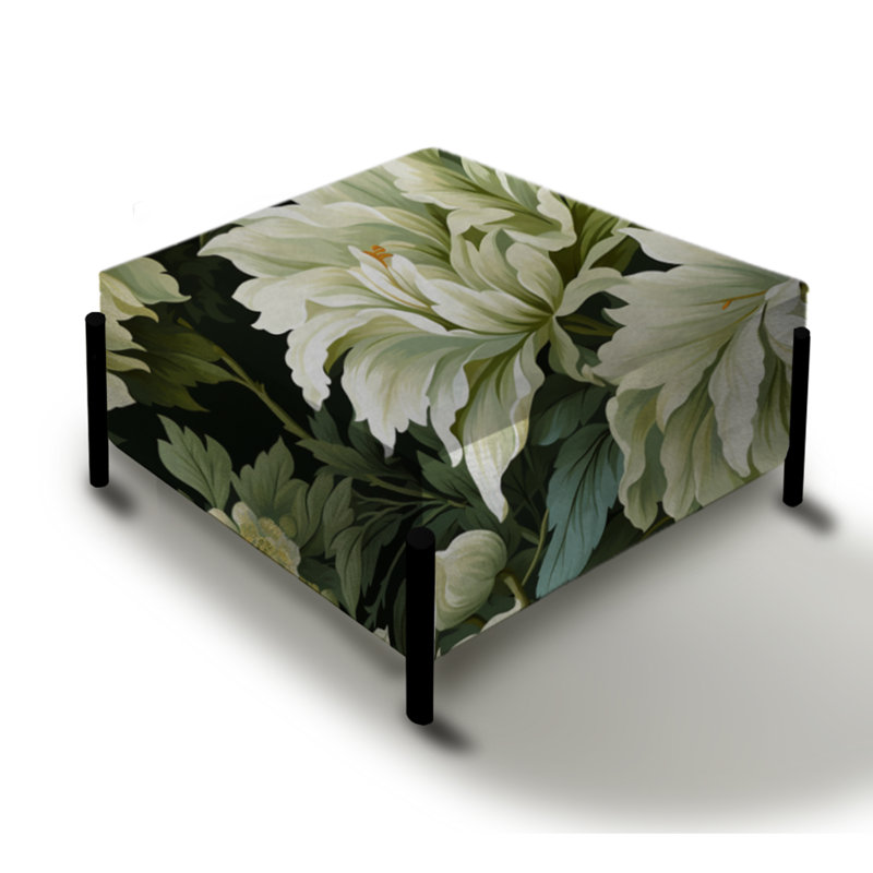 Green Damask Marigold Oasis - Grand repose-pieds carré damassé