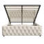 UK & EU Sizes Velvet Ottoman Bed Frame with Hydraulic Gas Lift Storage, Diamond Tufted Wave Wingback Upholstered Platform Bed with Nailhead Trim, Grey/Beige-1009598061-1009598060