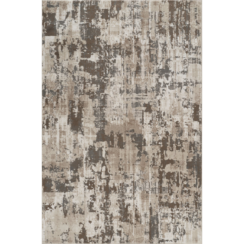 Andrew Beige & Gray Abstract High-Low Modern Rug, 10'0" x 14'0", Beige/Gray