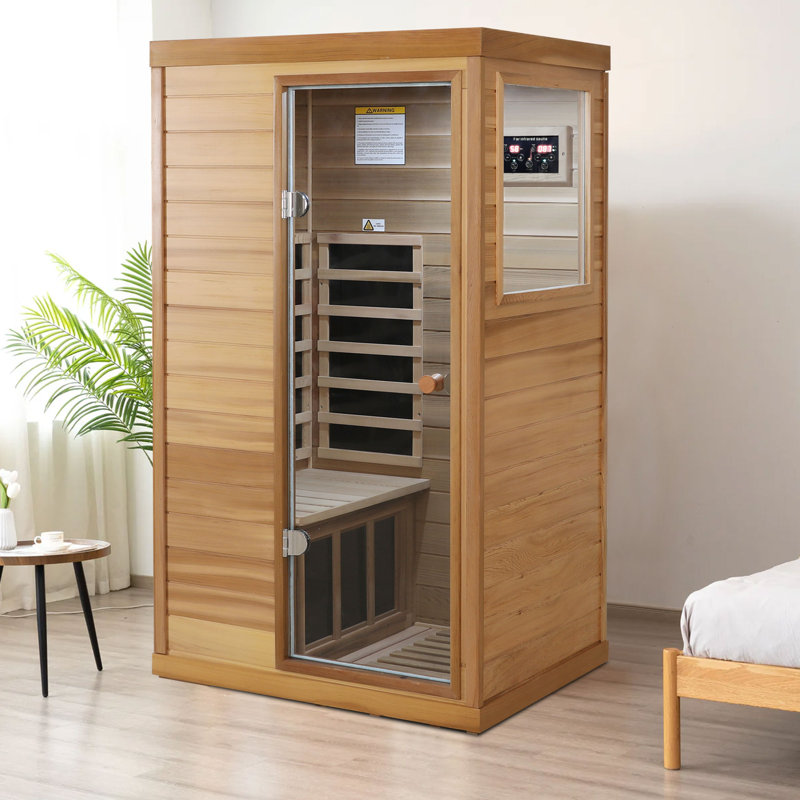 Holaki 1 - Person Indoor Bluetooth Compatible FAR Infrared Sauna in Red Cedar, Right Door