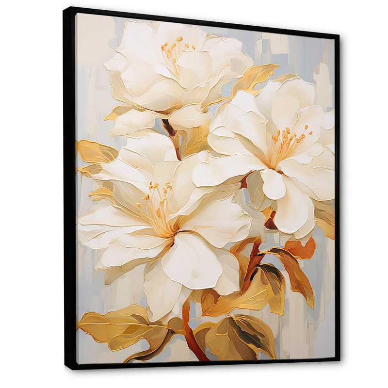 «Rhododendron Simplicity Bouquet Florals», reproduction d'art sur toile, Cadre flottant noir, H 20 po x l 12 po x P 1 po