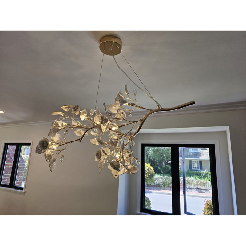 Lustre suspendu en porcelaine Petra Light, Bleu pastel, Bronze brossé, 18" Width x 16" Height