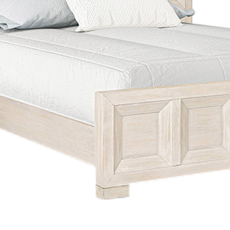 Kizie Bed, Modern Classic Recessed Panels,  Solid Wood, Beige, Queen