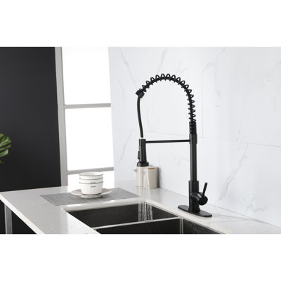 Robinet de cuisine à douchette extractible - Acier inoxydable, finition noir mat, corrosion, utilisation pratique de l'eau avec rouille, poignée simple pour le nettoyage quotidien