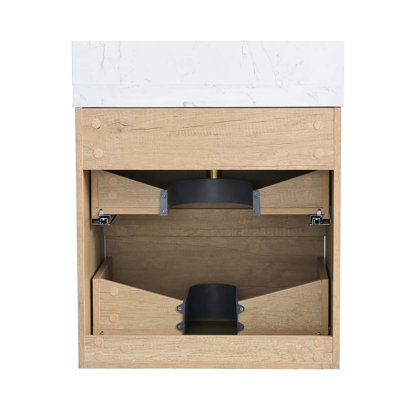 Meuble-lavabo mural flottant avec rangement à fermeture en douceur et plateau d'ingénierie