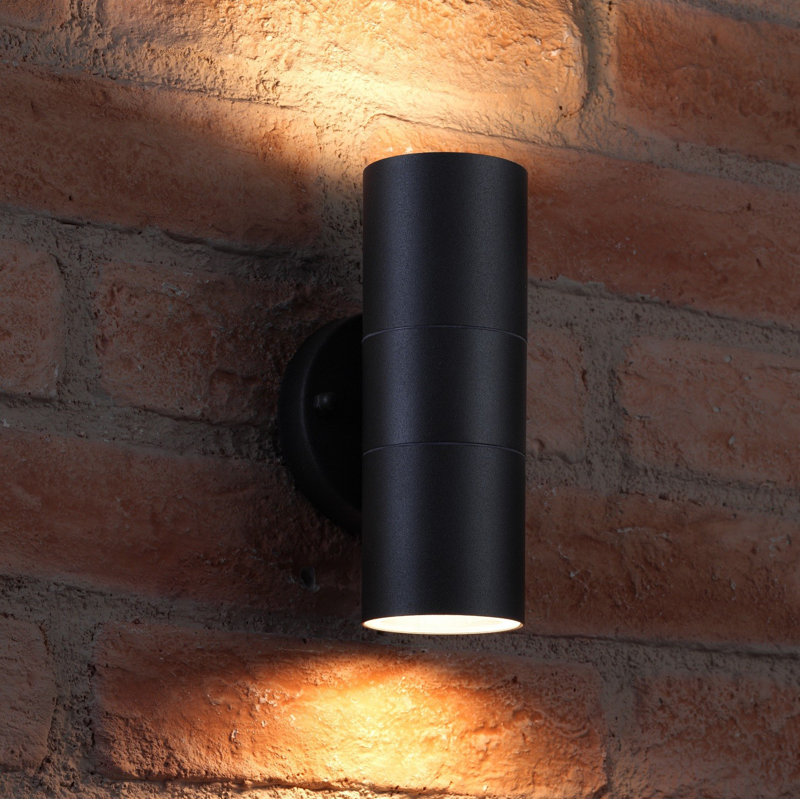 Fyfe 2 - Bulb Outdoor Flush Mount, 16.3cm H x 8.5cm W x 9cm D, Black