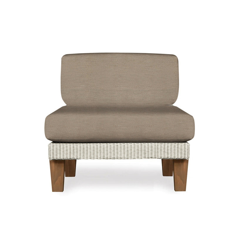 Catalina Outdoor Teak Lounge Chair, Beach Navy, Linen