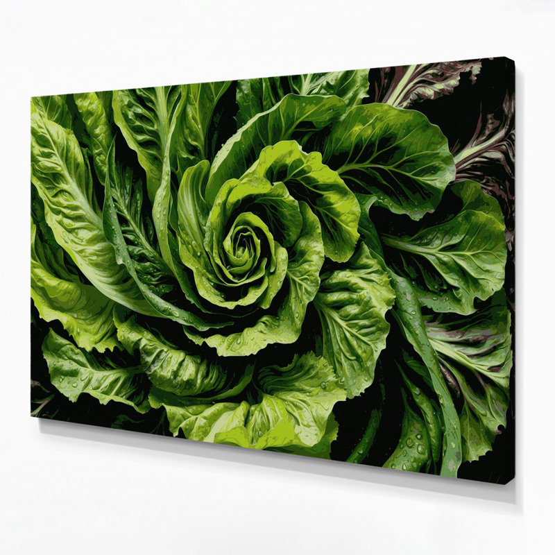 Art mural sur toile légumes vert laitue romaine, H 11 po x l 14 po