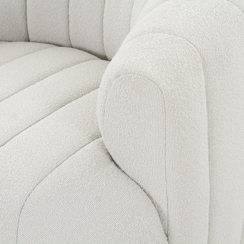 Elliana Swivel Barrel Chair, White Boucle