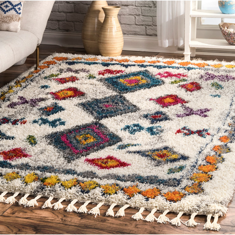 Tapis bleu / orange Jeb, Rectangle 4 pi x 6 pi 8 po