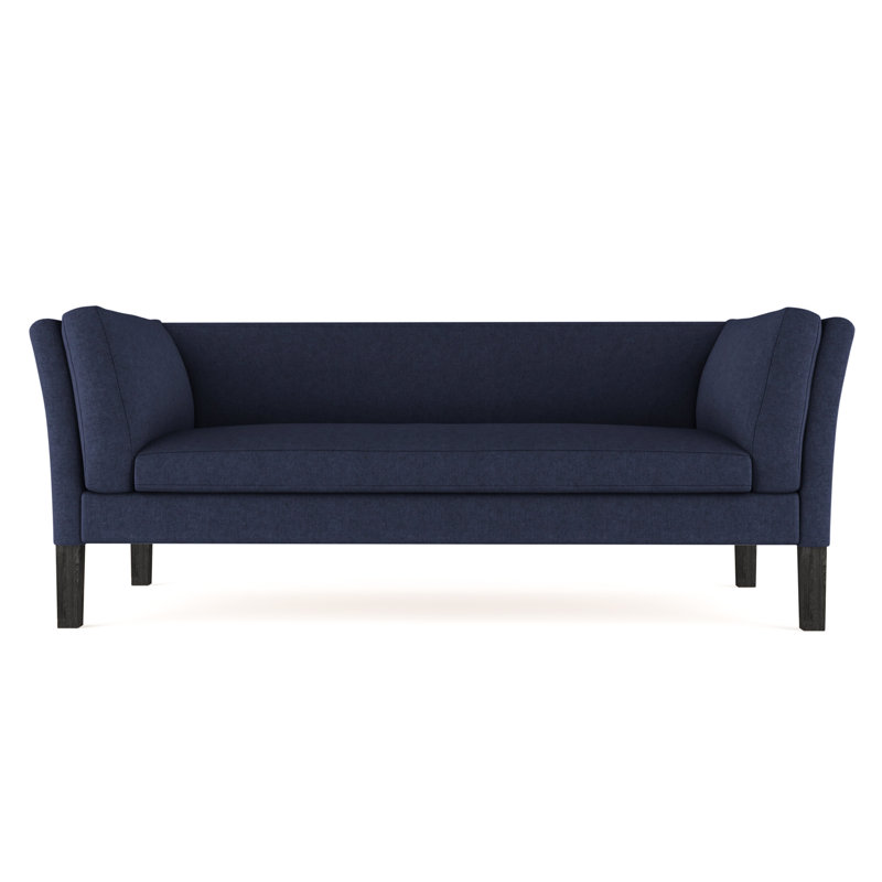 Canapé Charlton, Velours moelleux imprimé bleu, Ébène, H 31 po x l 72 po x P 33 po