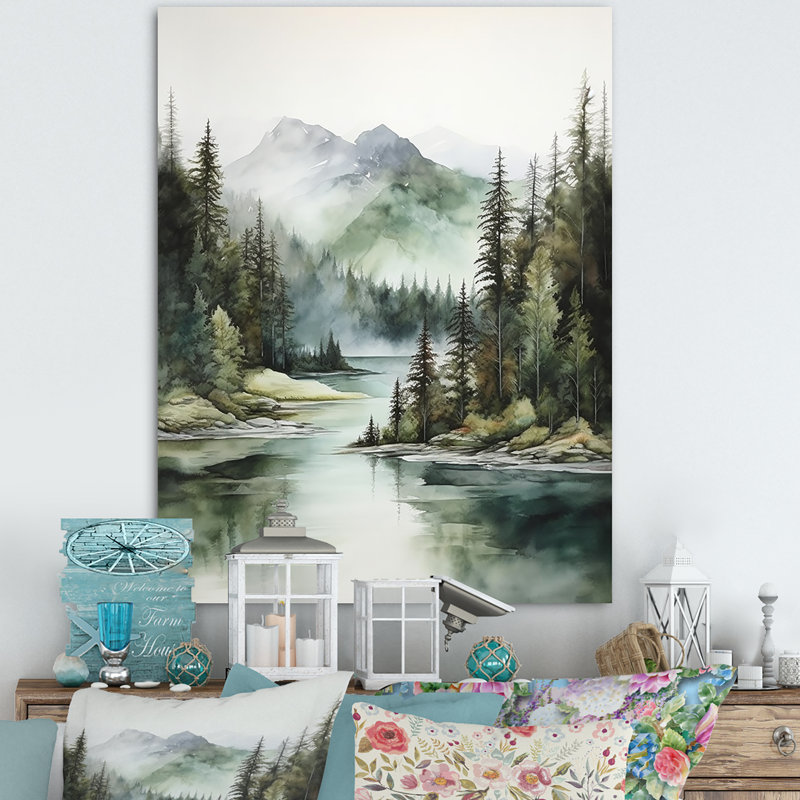 Impression sur toile, "Minimalisme lac tranquillité I", H 40 po x l 30 po x P 1,5 po, Toile tendue