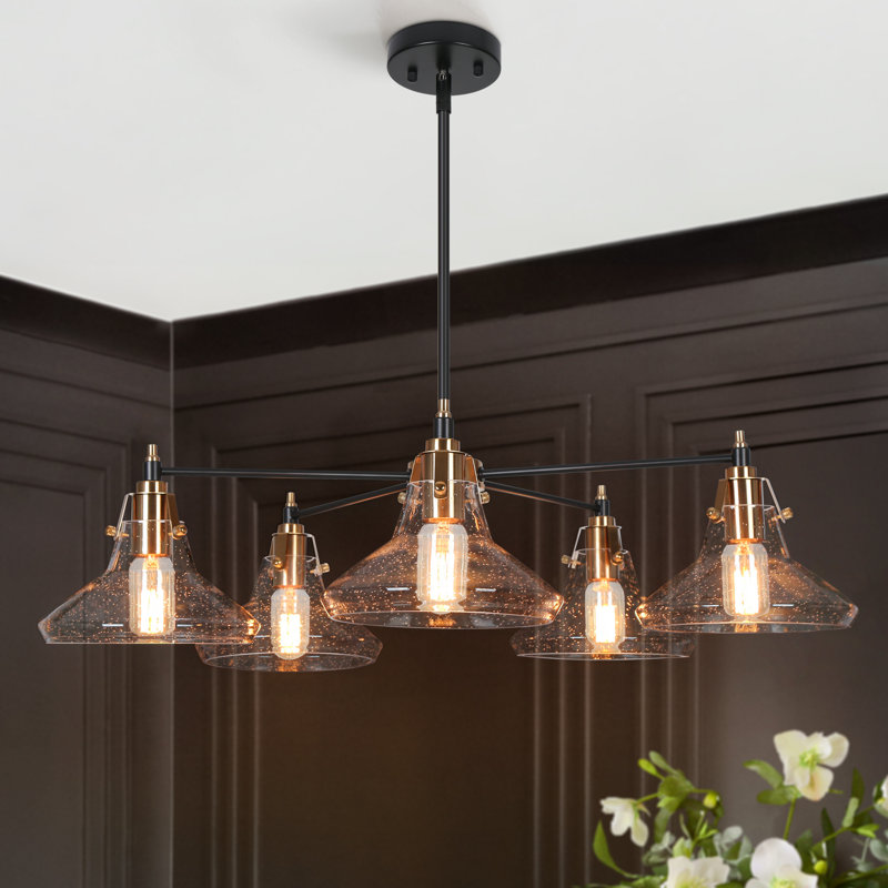 Lustre en roue de chariot à 5 lumières de 33,5 po de largeur pour salle à manger