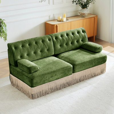 76.6'' 2-Seater Chesterfield Velvet Sofa