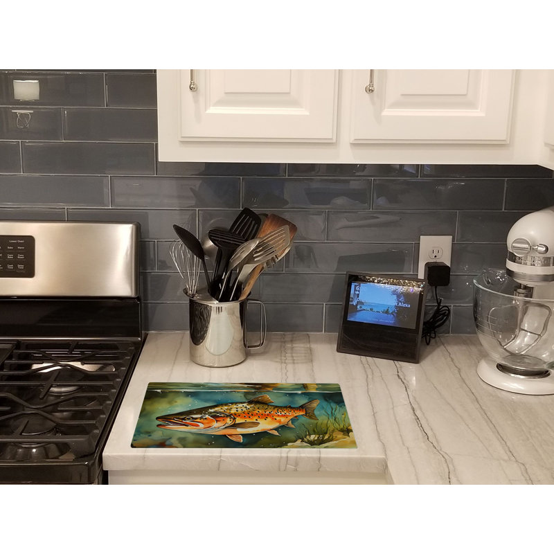 Brown Trout Glass Cutting Board Large