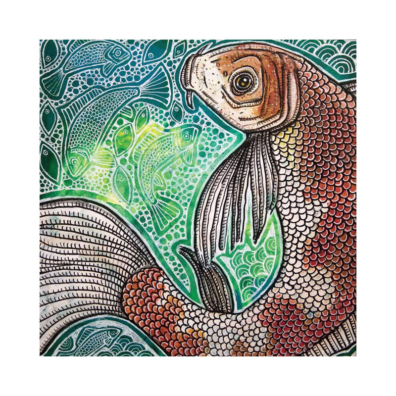 Koi Fish Swirl by Lynnette Shelley - Wrapped Canvas Print, 30.48 cm H x 30.48 cm W