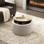 Round Storage Ottoman, 2 In 1 Function, Work As End Table And Ottoman-1693568362