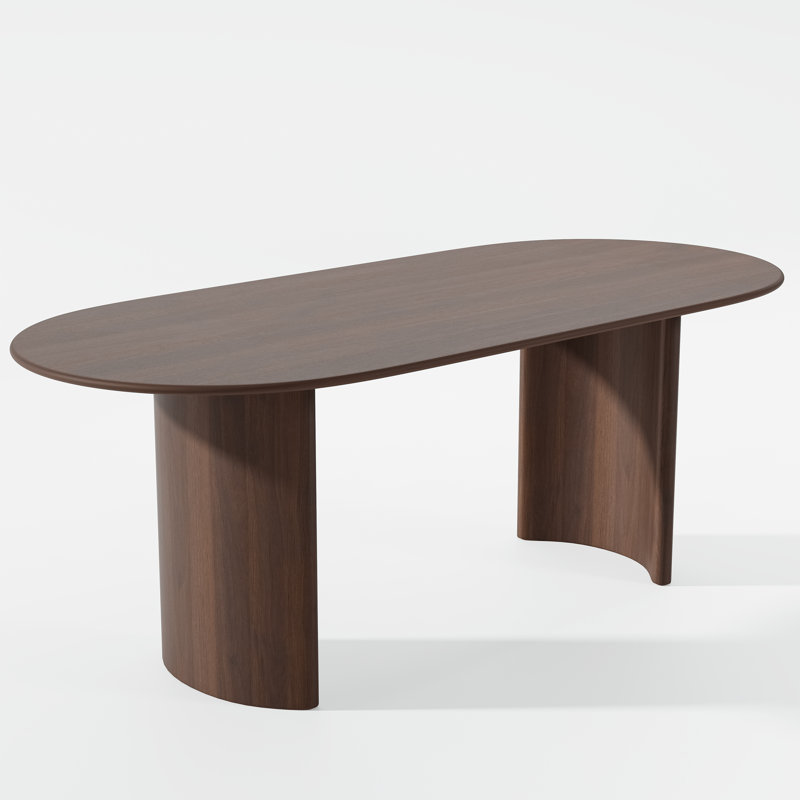 Oval Wood Dining Table with 2 Legs, 30" H x 67" L x 33.50" W, Walnut
