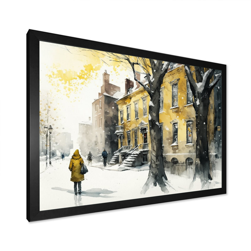 Québec pendant la chute de neige II - reproduction sur toile, L 20 po x H 12 po, Impression noire sur toile encadrée