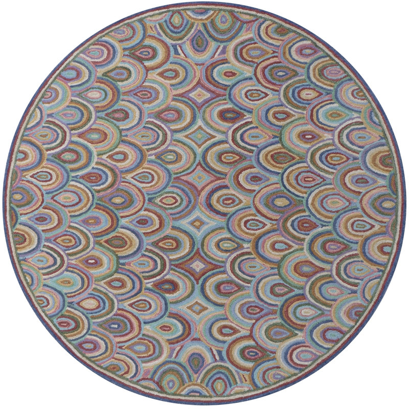Rainbows Hand-Tufted Wool Area Rug, Round 7'