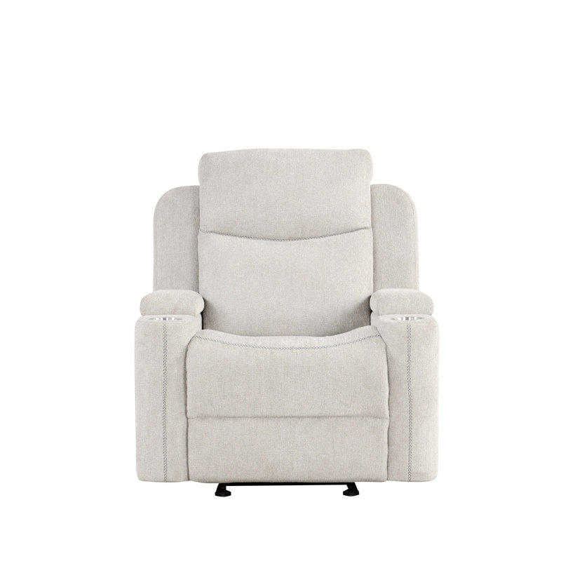 Galya Light Gray Chenille Motion Glider Recliner