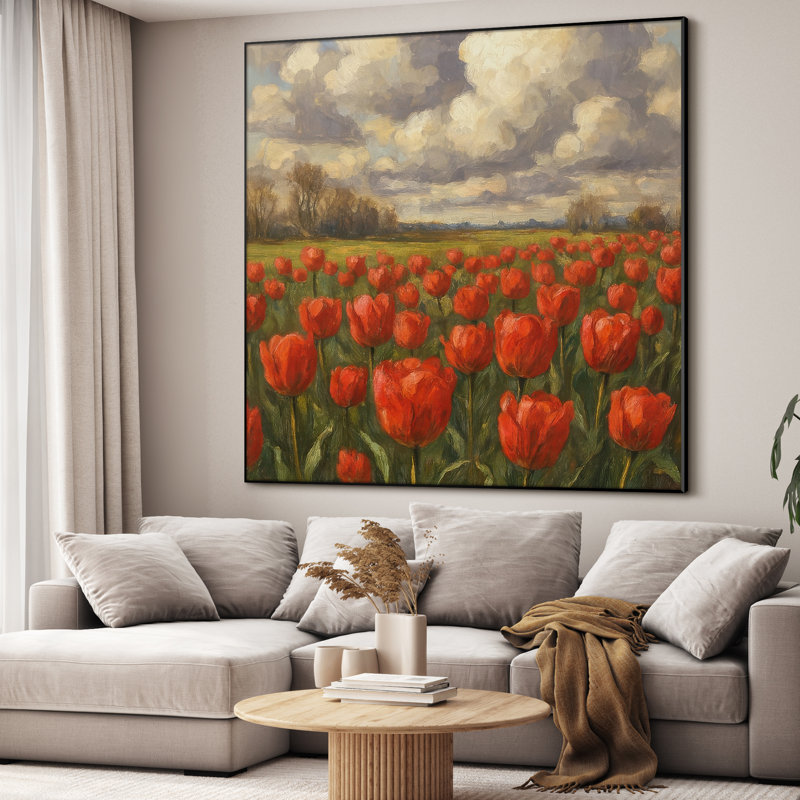 Très grand art mural imprimé sur toile - Paysage champêtre rétro, œuvre d'art pour le salon ou la chambre à coucher - «Assemblage requis du cadre (cadre non fini)»