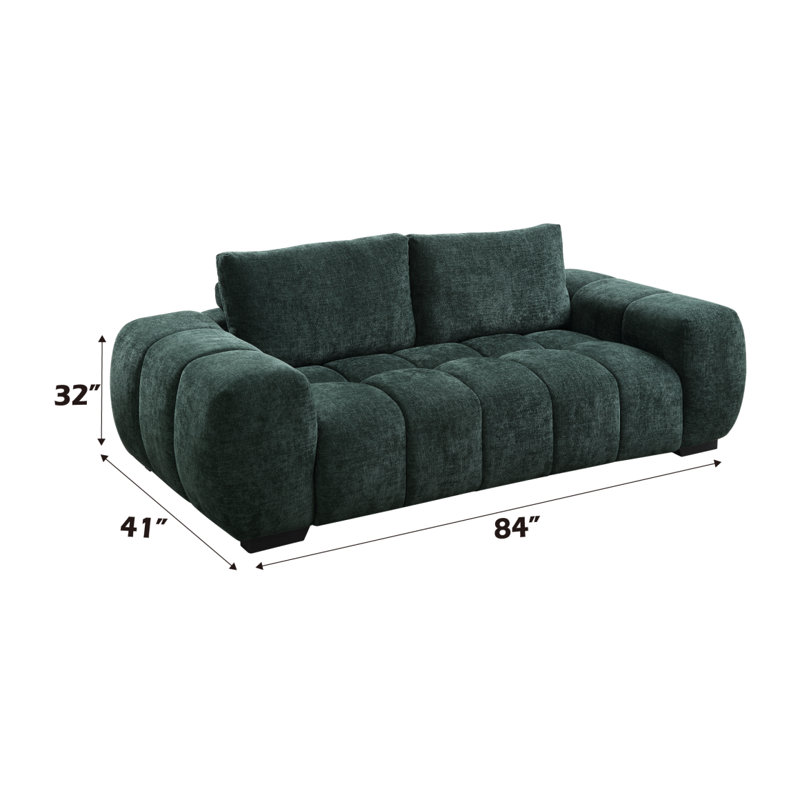 2Pcs Green Chenille Living Room Sofa& Loveseat Set