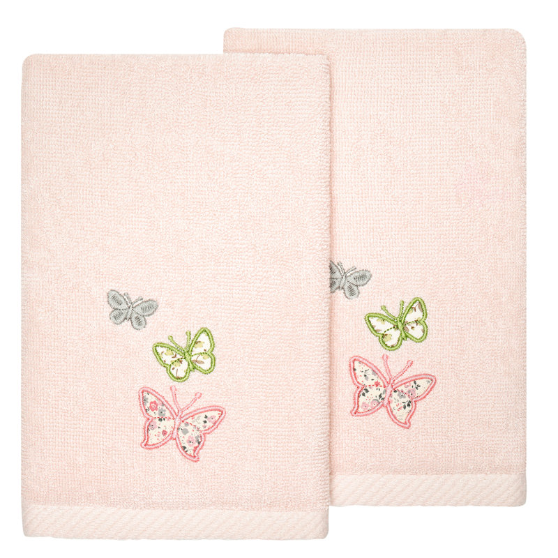  2 Piece Turkish Cotton Fingertip Towel Set, Blush