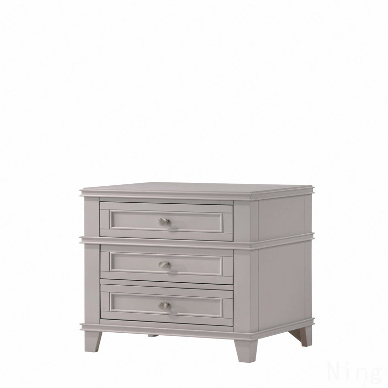 3-Drawer Nightstand With USB Ports, Gray