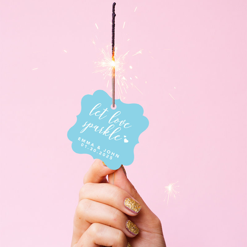 Cadre personnalisé sur mesure Let Love Sparkle, Bleu pastel